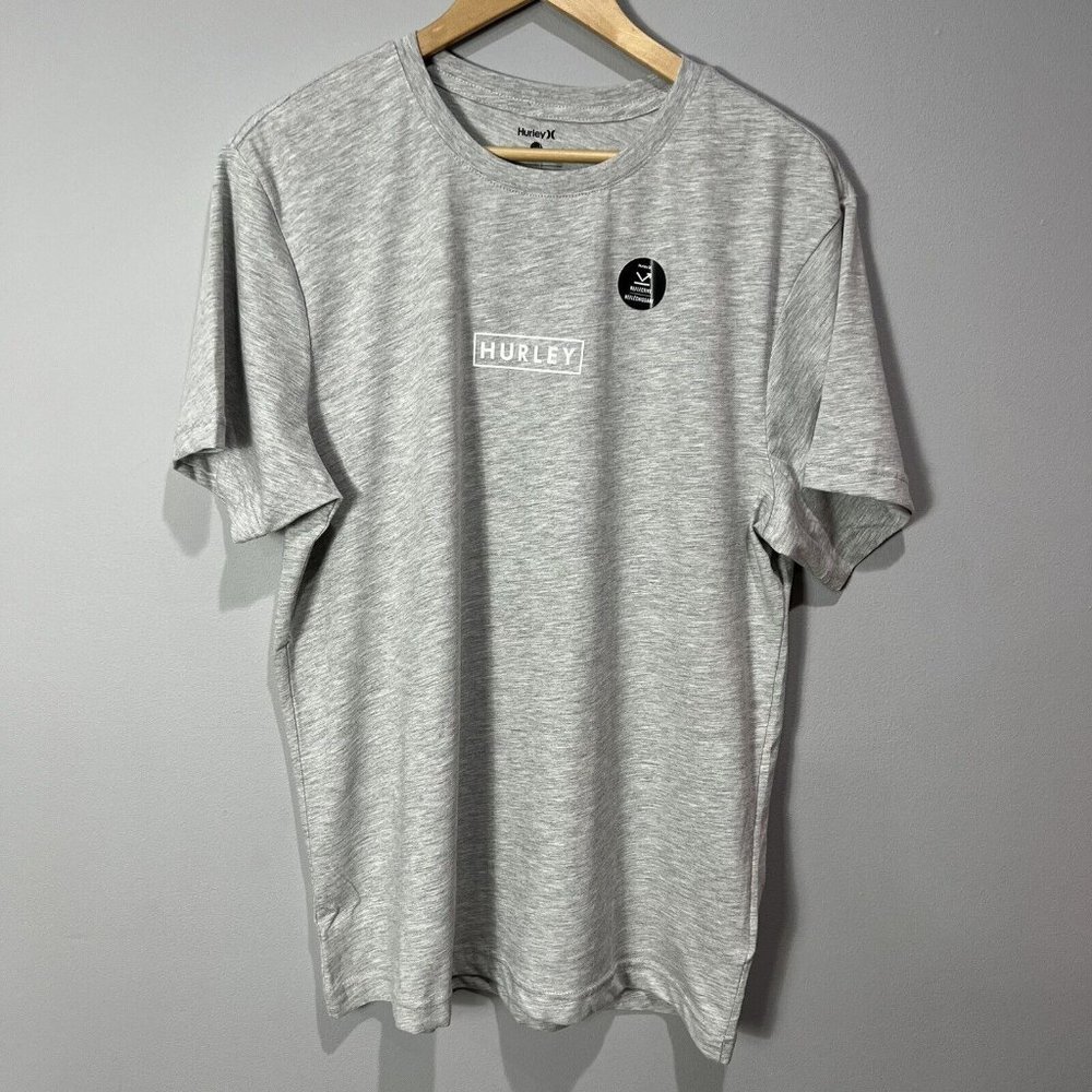 Hurley Men's Boxed Logo Graphic T-Shirt Light Heather Grey Size Large